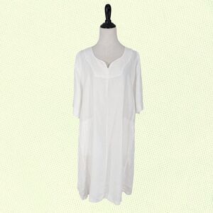 Completo Lino by Arthurio Dress XL Short Sleeve Linen Pockets Lagenlook V-Neck‎